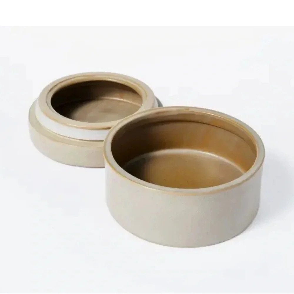 Threshold x Studio McGee 7" x 7" Round Carved Ceramic Box Gray